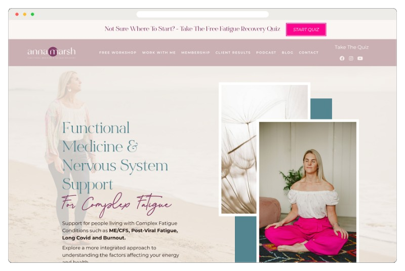 Anna Marsh homepage in a browser frame