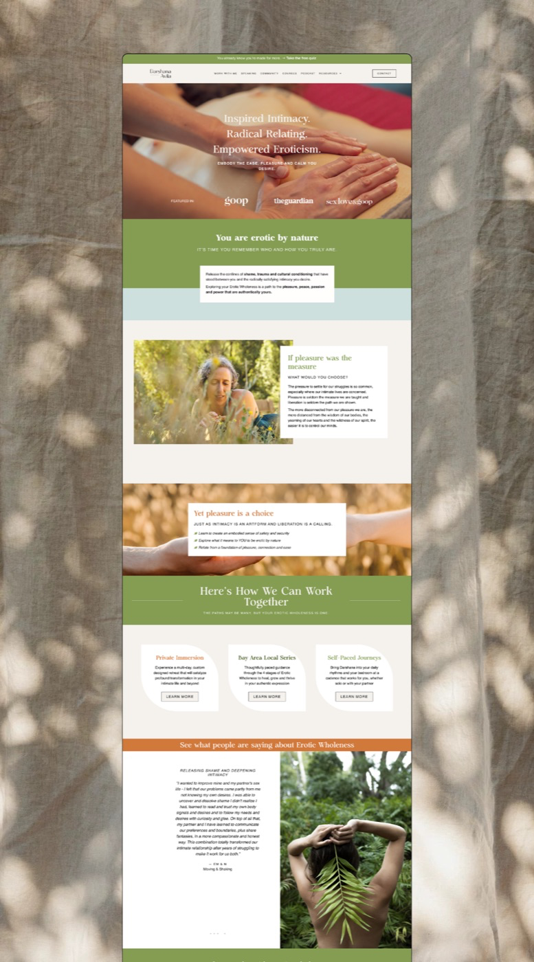 Darshana Avila — Erotic Wholeness website and brand