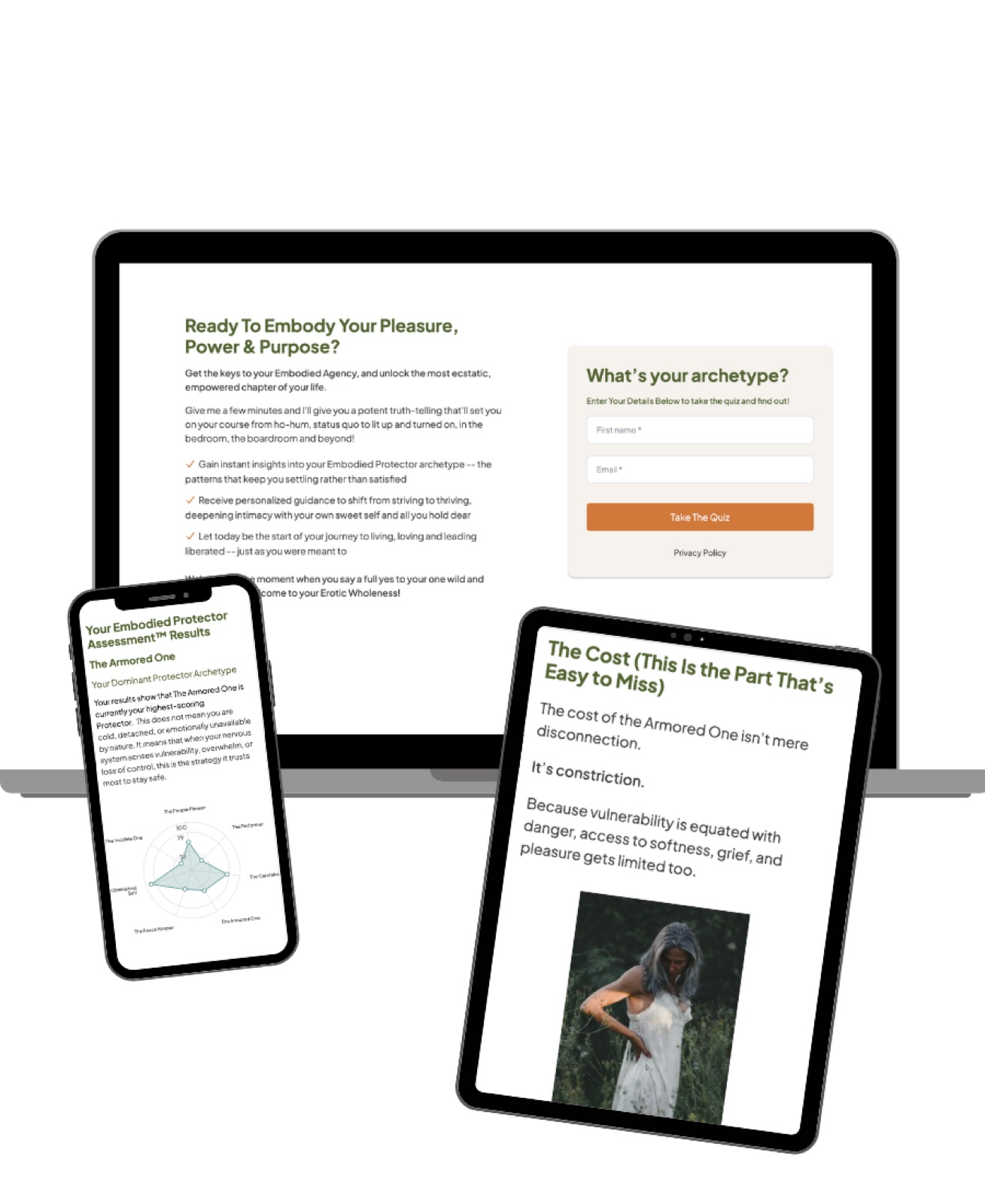 Embodied Protector Quiz funnel