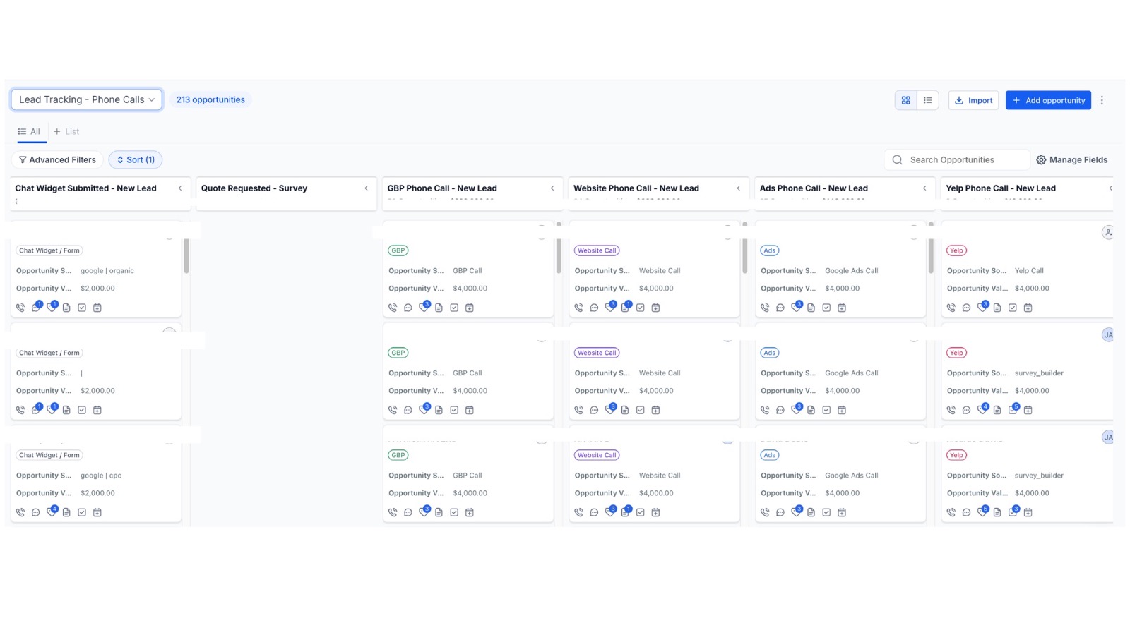 Call attribution across ads, GBP, website, and Yelp
